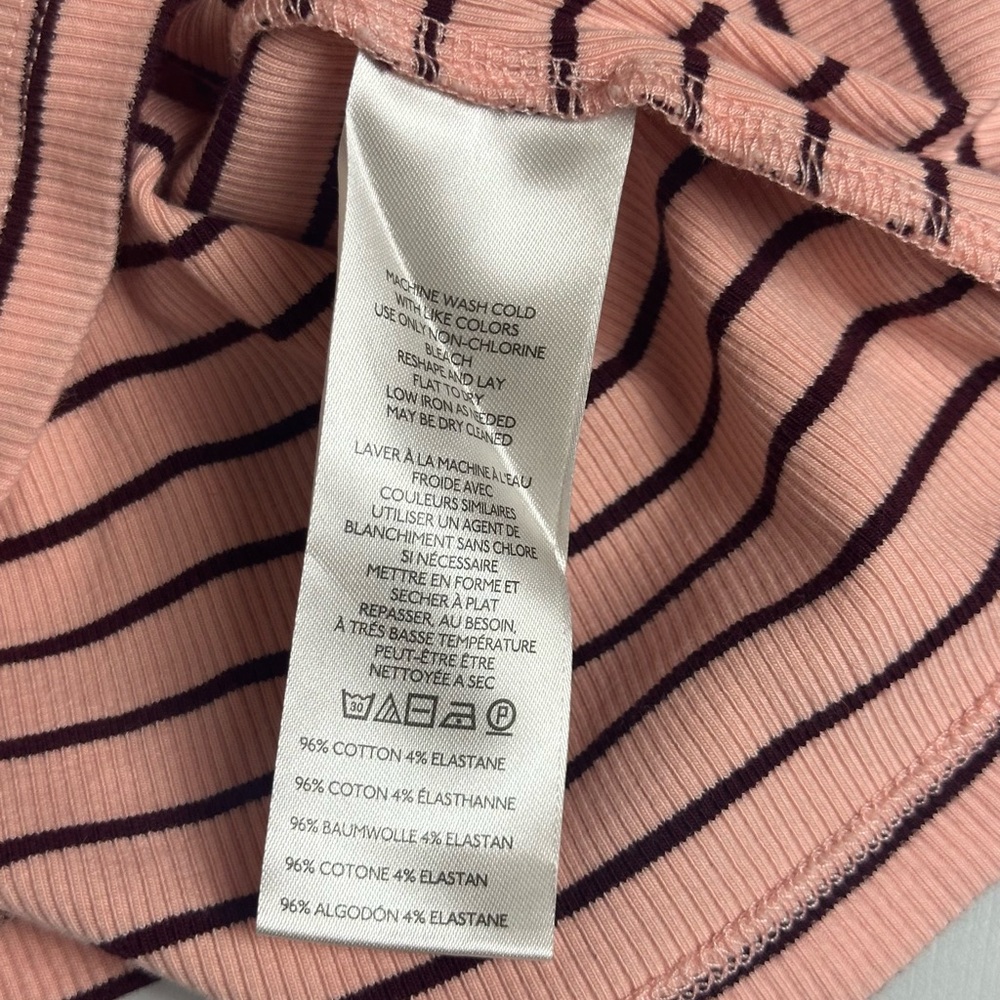 Maeve Anthropologie Classic Cotton Striped Ribbed Puff Sleeve Blouse Size Medium - Picture 11 of 12